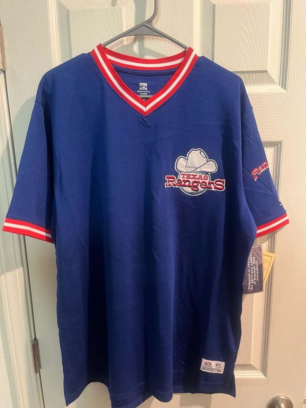 MLB Texas Rangers Men's TC Poly V-Neck Mesh Jersey - XXL :